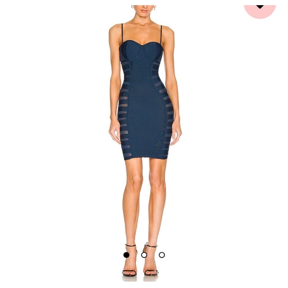 Superdown Bandage Bodycon Domino Mini Dress Women Small Navy Blue